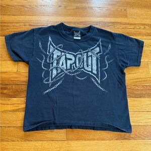 Vintage Kids Tapout MMA Wrestling Youth 8 Small Black 17x19 T Shirt